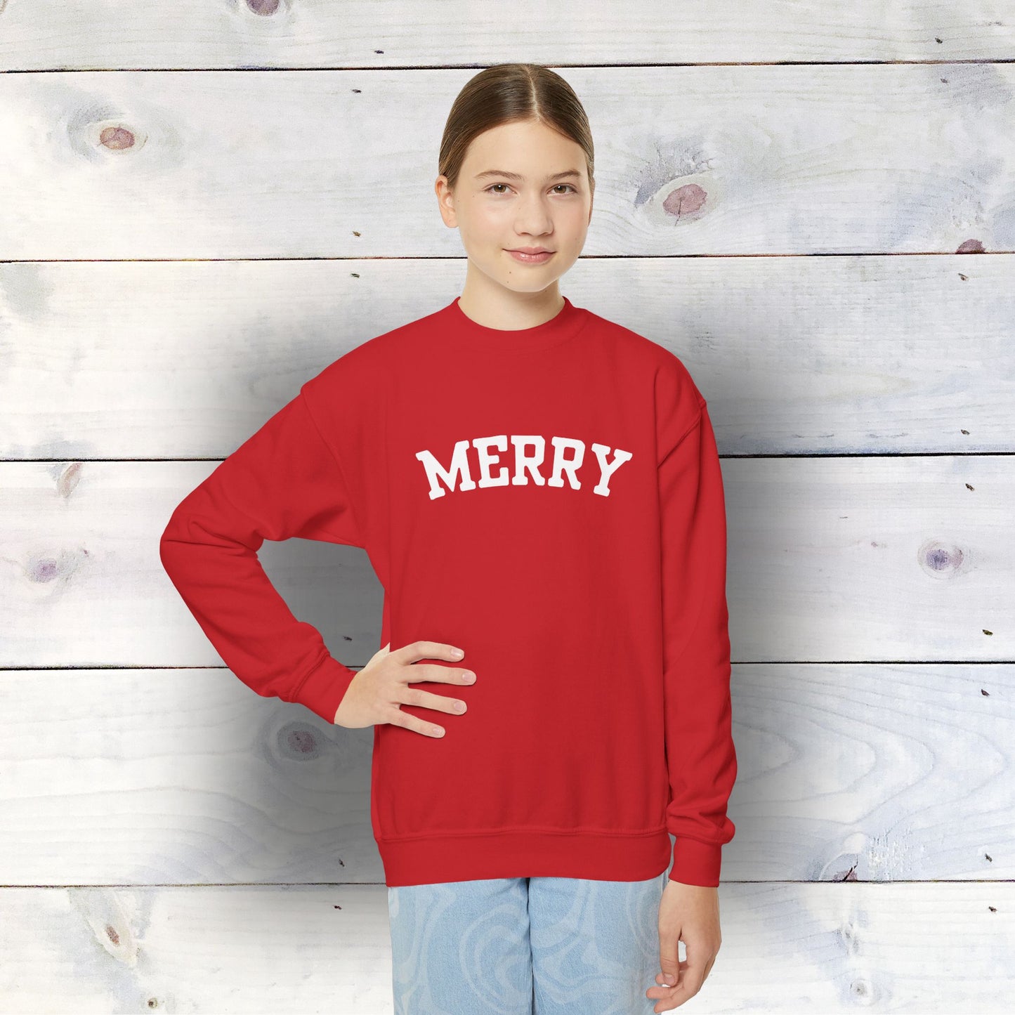 Holiday MERRY - YOUTH Unisex Heavy Blend™ Crewneck Sweatshirt