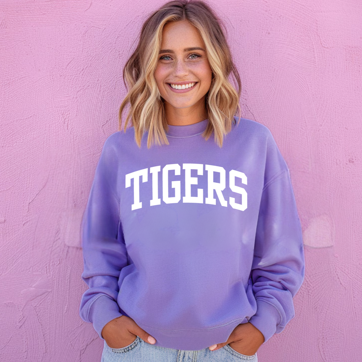 Eco-Friendly TIGERS Garment-Dyed Sweatshirt - Sustainable Ring-Spun Cotton & Polyester Blend