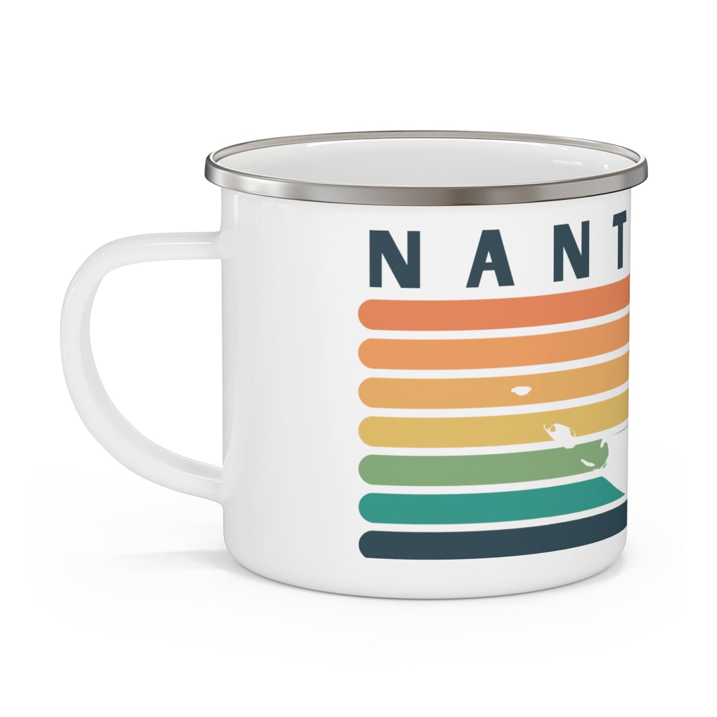 Nantucket Inspired Enamel Mug - 12oz Stainless Steel, Perfect for Outdoor & Indoor Use