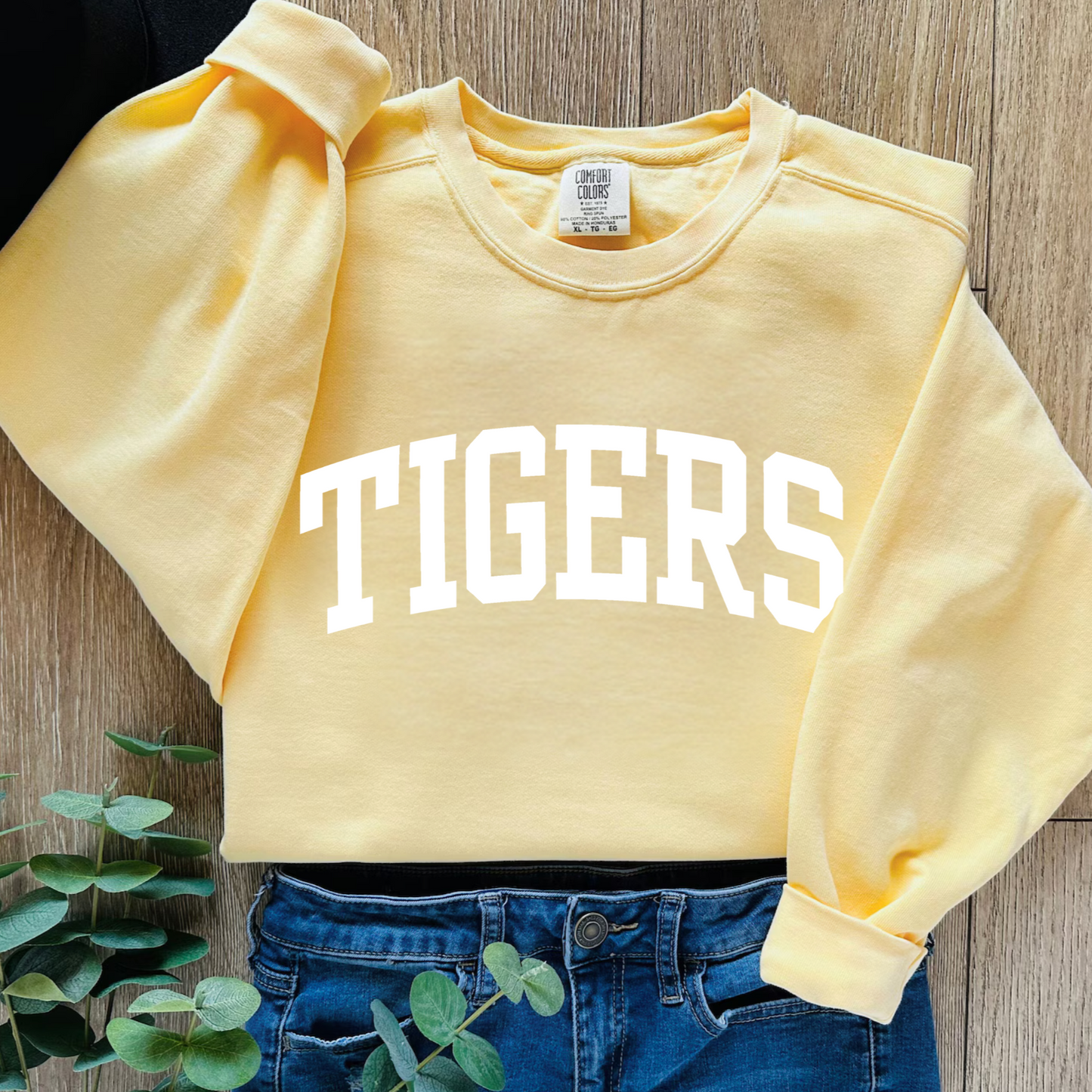 Eco-Friendly TIGERS Garment-Dyed Sweatshirt - Sustainable Ring-Spun Cotton & Polyester Blend