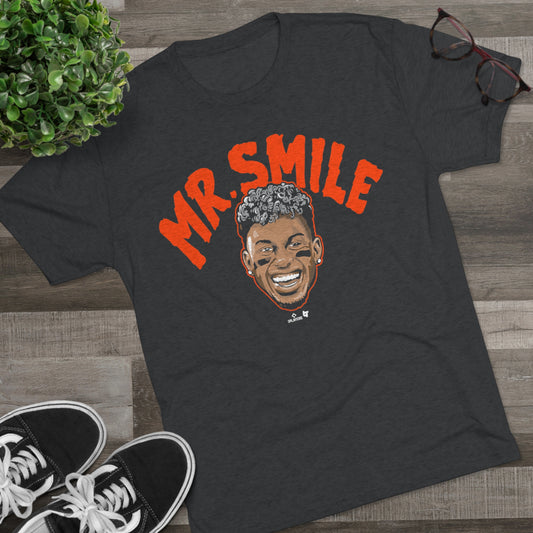 Francisco Lindor 'Mr. Smile' Tri-Blend T-Shirt - Premium Soft Fan Gear for Mets Enthusiasts