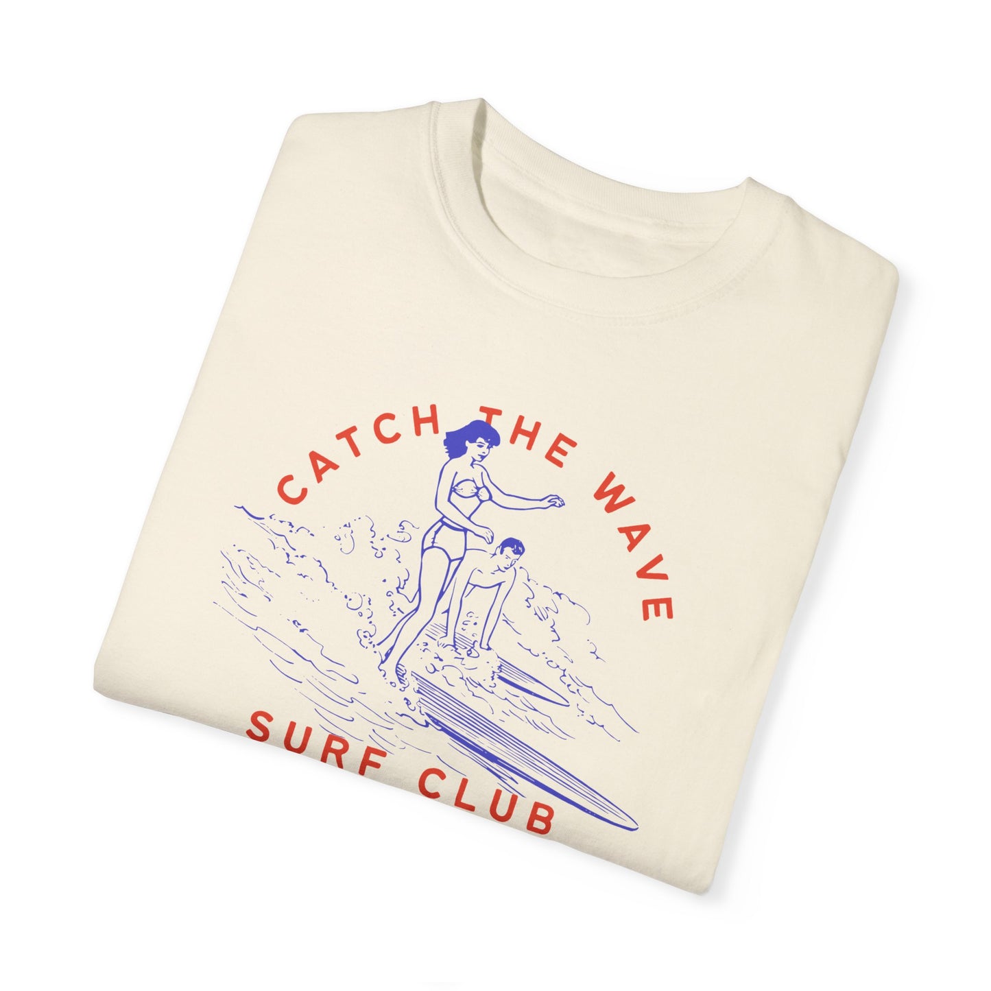 Catching Waves Surf Club T-Shirt - Comfort Colors 1717, 100% Ring-Spun Cotton, Relaxed Fit