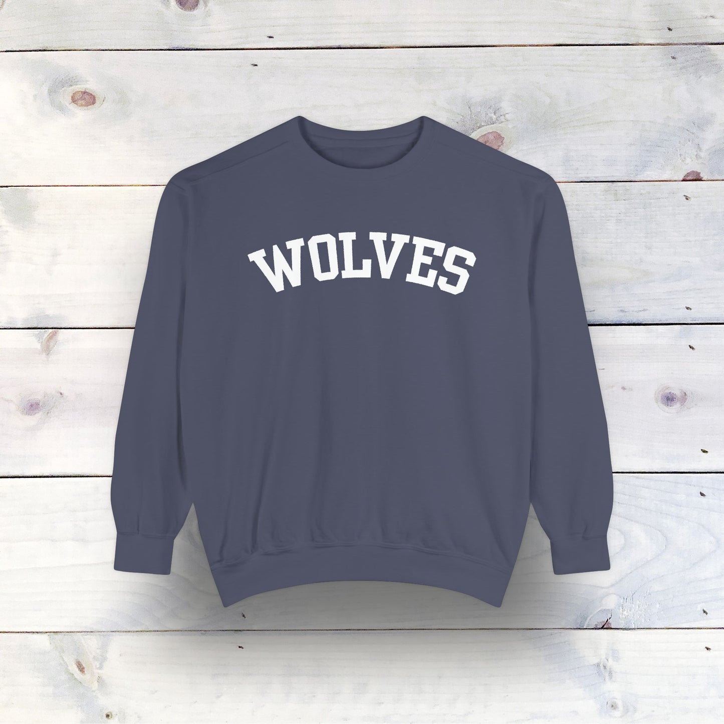 Eco-Friendly WOLVES Garment-Dyed Unisex Sweatshirt - Sustainable Ring-Spun Cotton & Polyester Blend