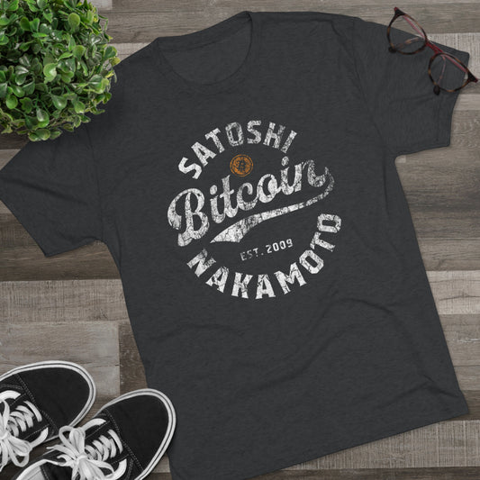 Satoshi Nakamoto Bitcoin Tribute Tee - Ultra-Soft Tri-Blend Cryptocurrency Shirt