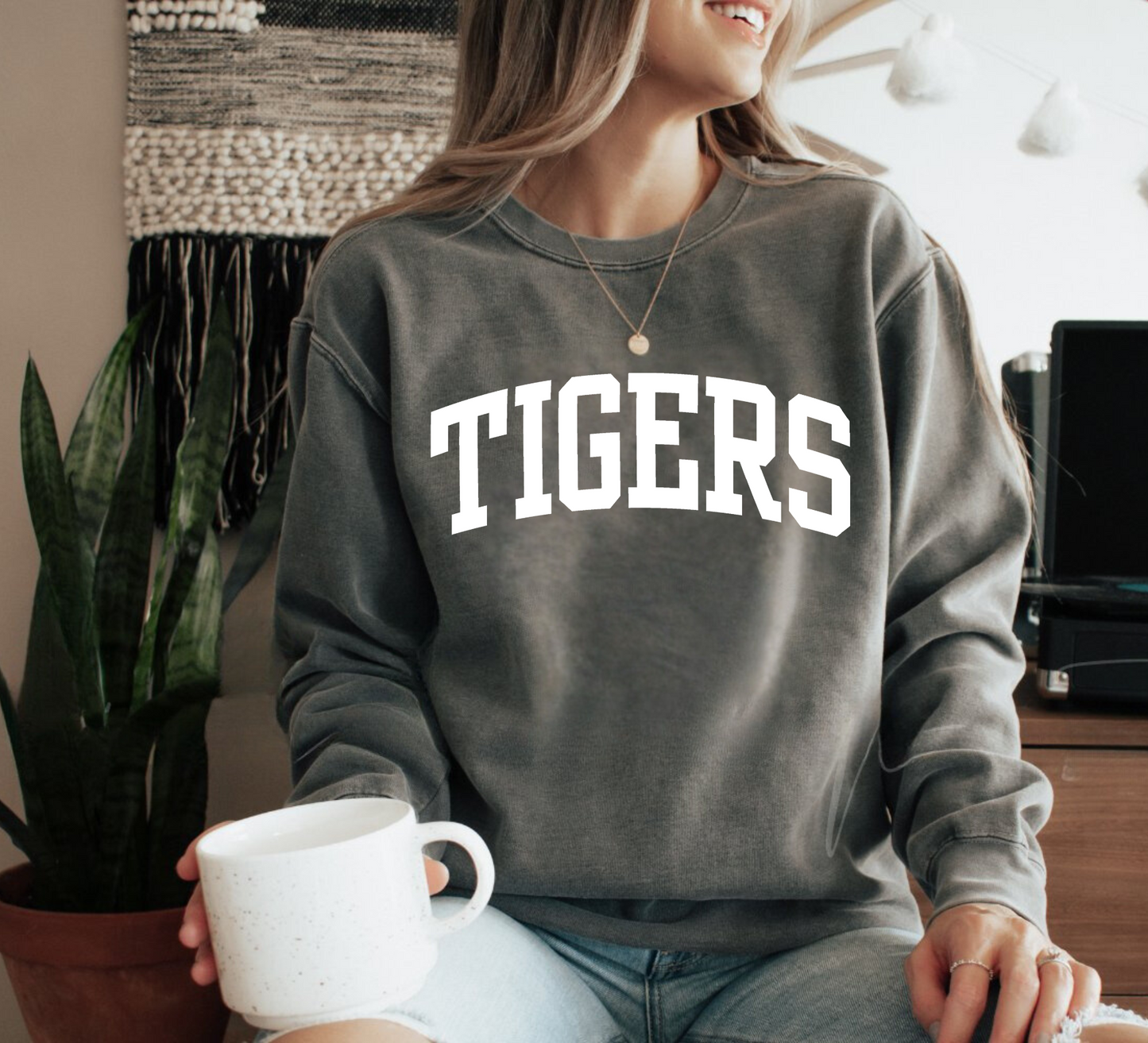 Eco-Friendly TIGERS Garment-Dyed Sweatshirt - Sustainable Ring-Spun Cotton & Polyester Blend