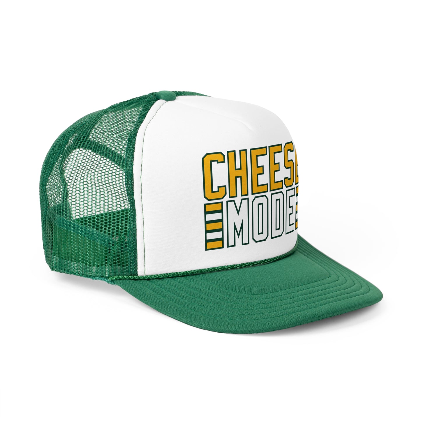 Green Bay 'Cheese Mode' Trucker Hat - Adjustable, Durable Mesh Back Cap