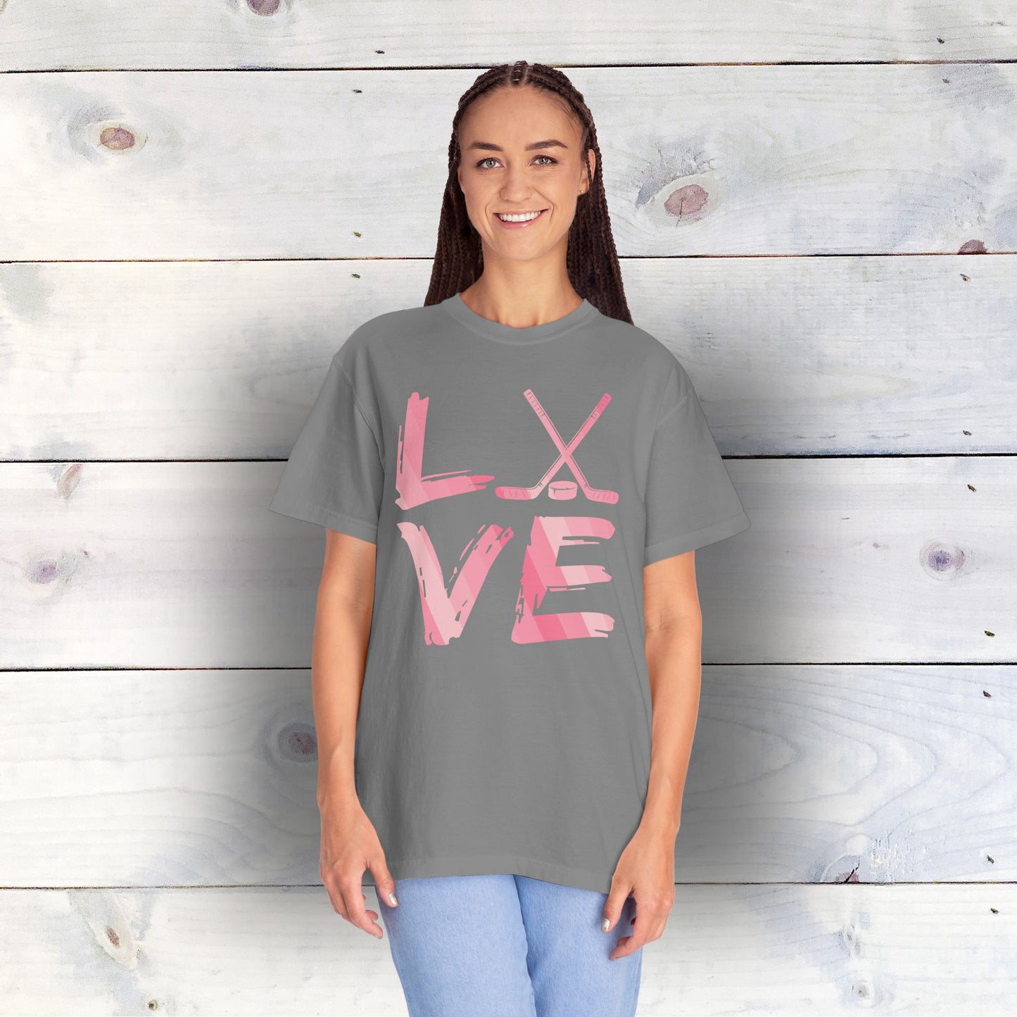 Eco-Friendly Hockey LOVE Unisex T-Shirt | 100% US Ring-Spun Cotton