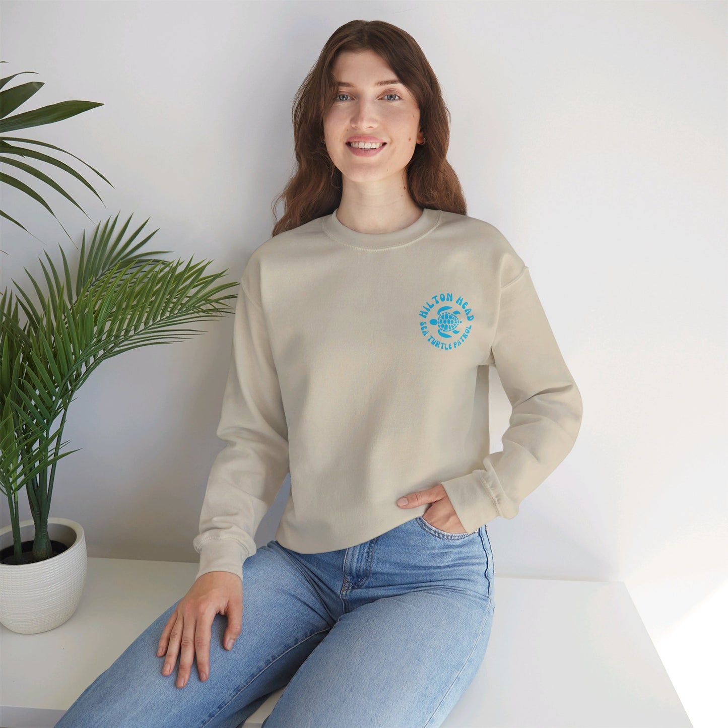 Eco-Friendly Unisex Heavy Blend Crewneck Sweater – Save the Sea Turtles