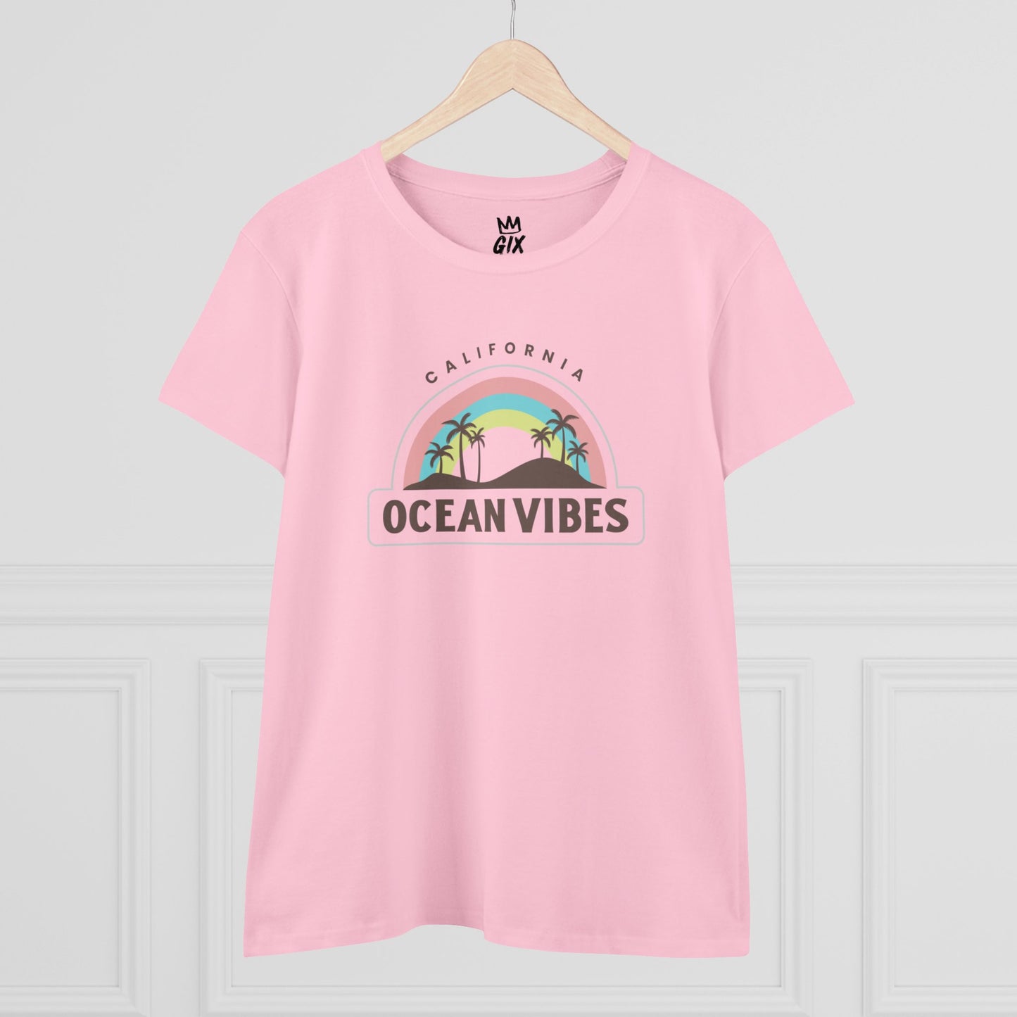 Ocean Vibes Women's Beach T-Shirt - 100% Cotton, Semi-Fitted, Soft and Comfy