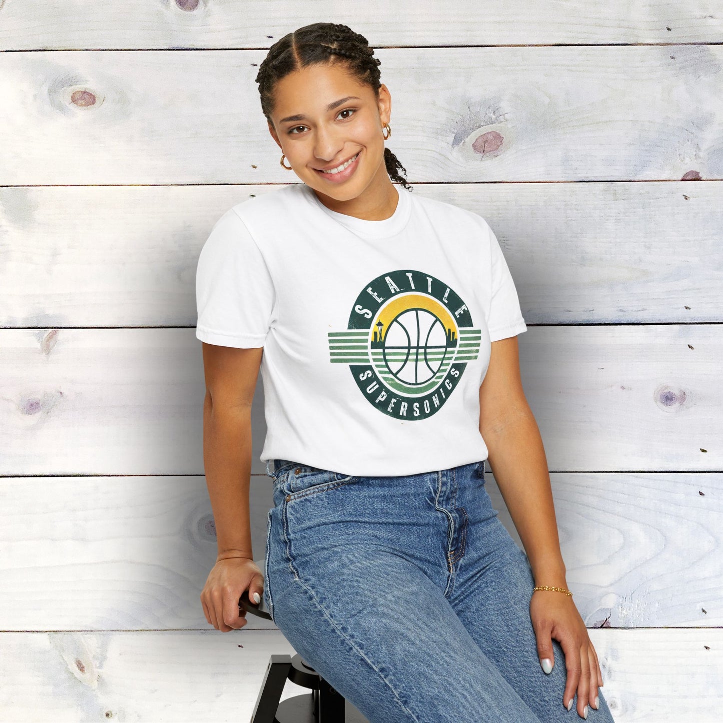 Vintage Seattle SuperSonics Logo Unisex Garment-Dyed T-shirt