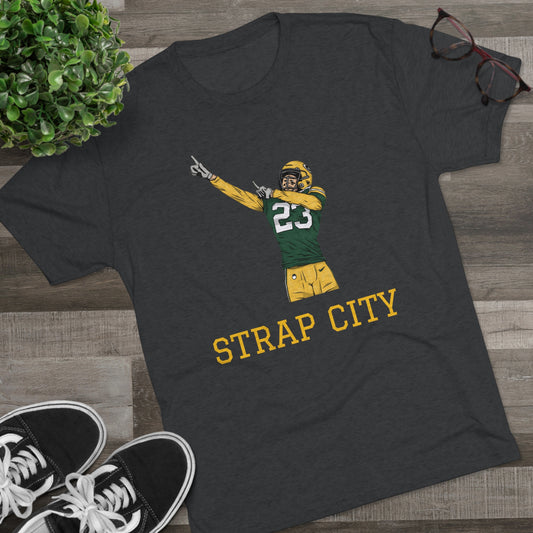Green Bay Packers - Jaire Alexander - Strap City Saying Tee - Premium Quality, Unbeatable Comfort, and Casual Elegance for True Fans!