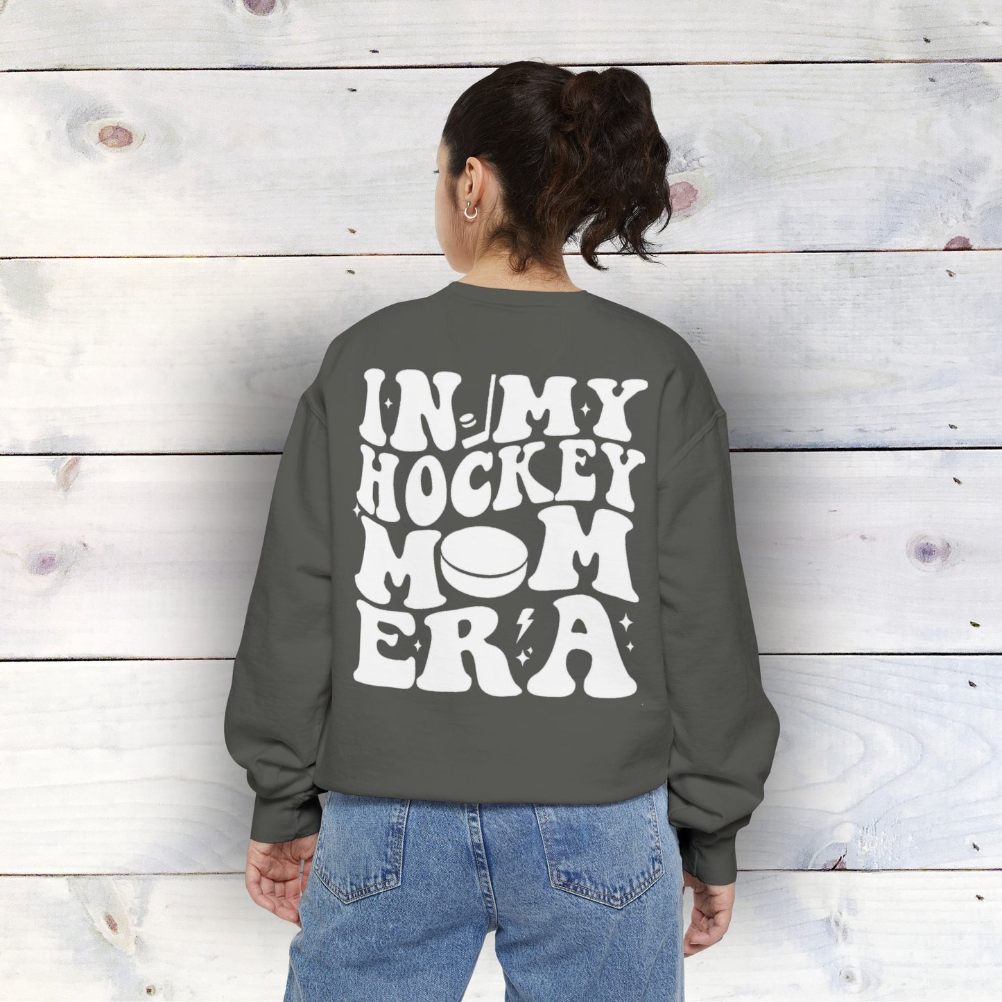 Eco-Friendly Hockey Mom Era Garment-Dyed Sweatshirt - Sustainable Ring-Spun Cotton & Polyester Blend