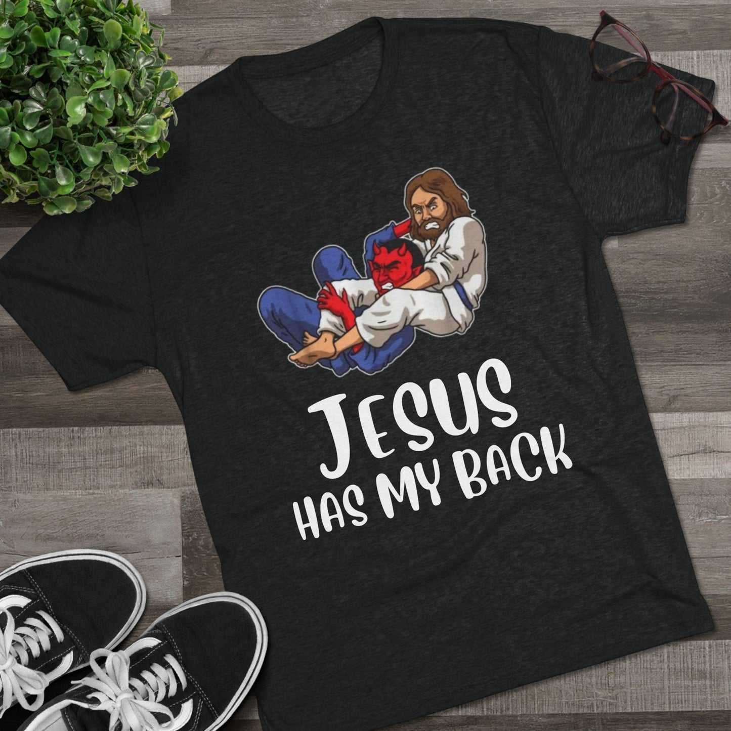 Jesus Has My Back - Unisex Tri-Blend Crew Tee