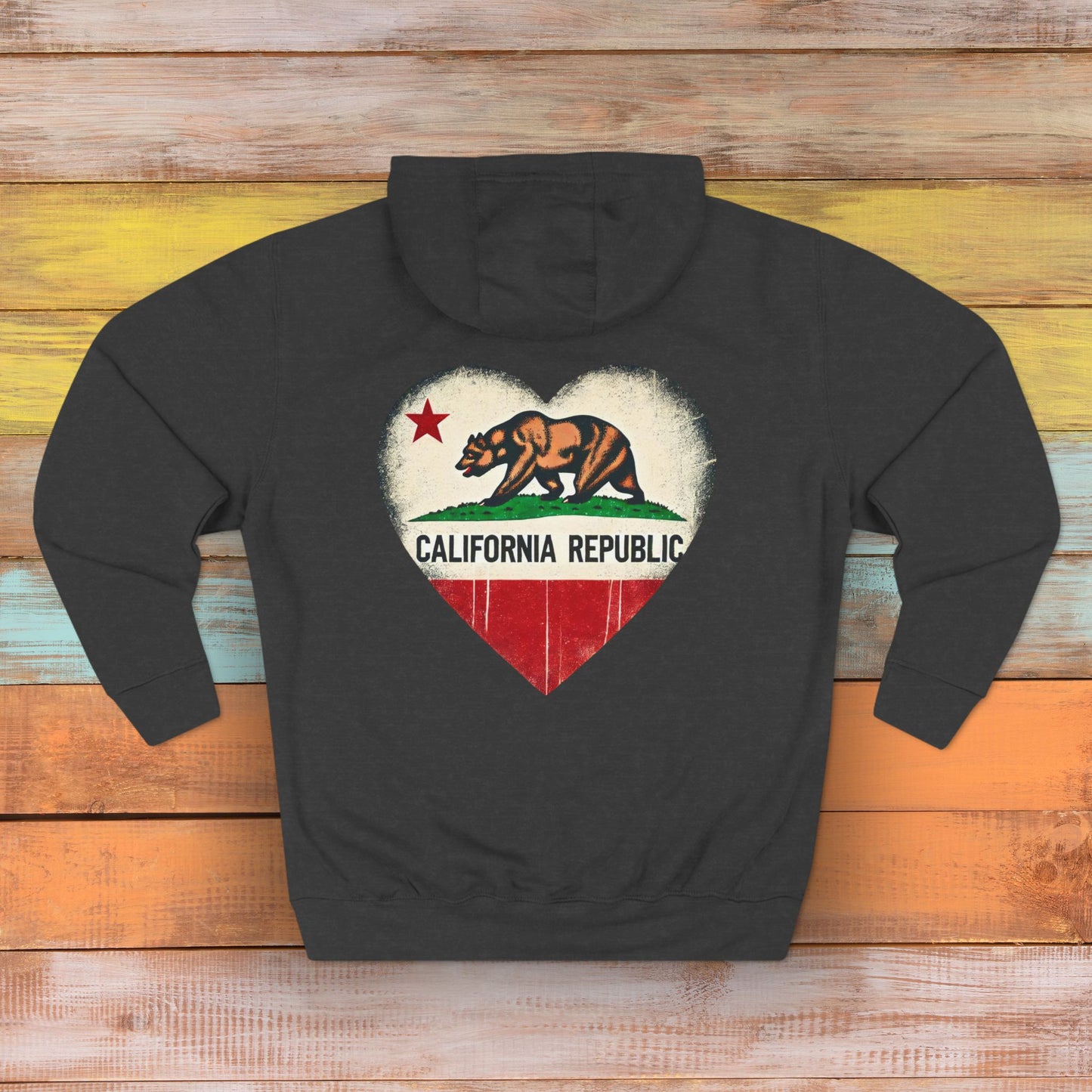 California Republic Heart Hoodie – Vintage Design Supporting Wildfire Relief