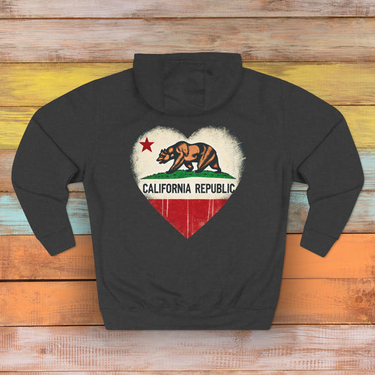 California Republic Heart Hoodie – Vintage Design Supporting Wildfire Relief