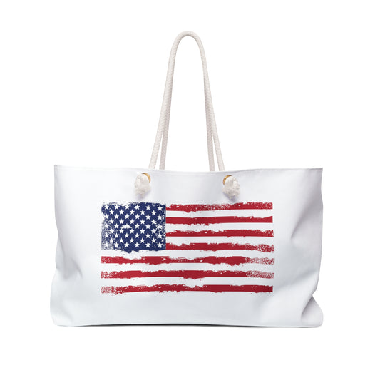 Distressed American Flag Beach Bag - Oversized Weekender Tote, Perfect for Summe