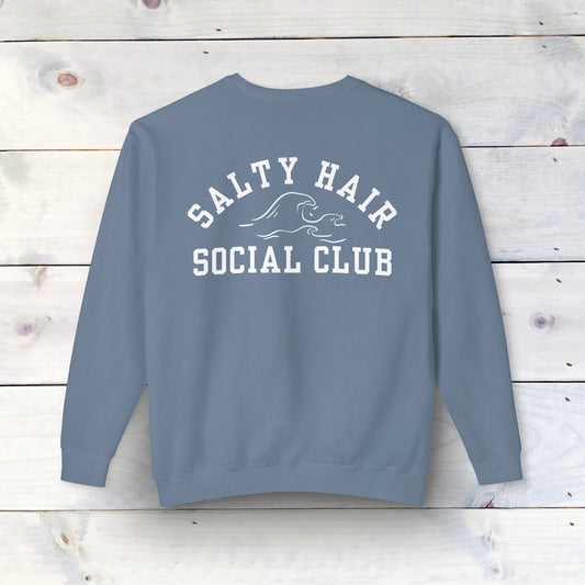 Salty Hair Social Club Crewneck Sweatshirt - 100% Ring-Spun Cotton, Relaxed Fit, Eco-Friendly