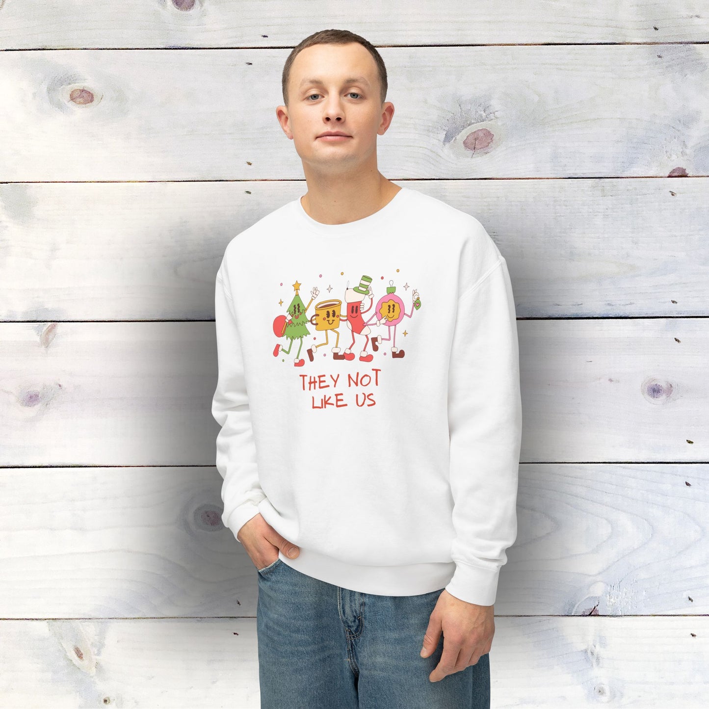 Christmas - They Not Like Us - Unisex Lightweight Crewneck Sweatshirt