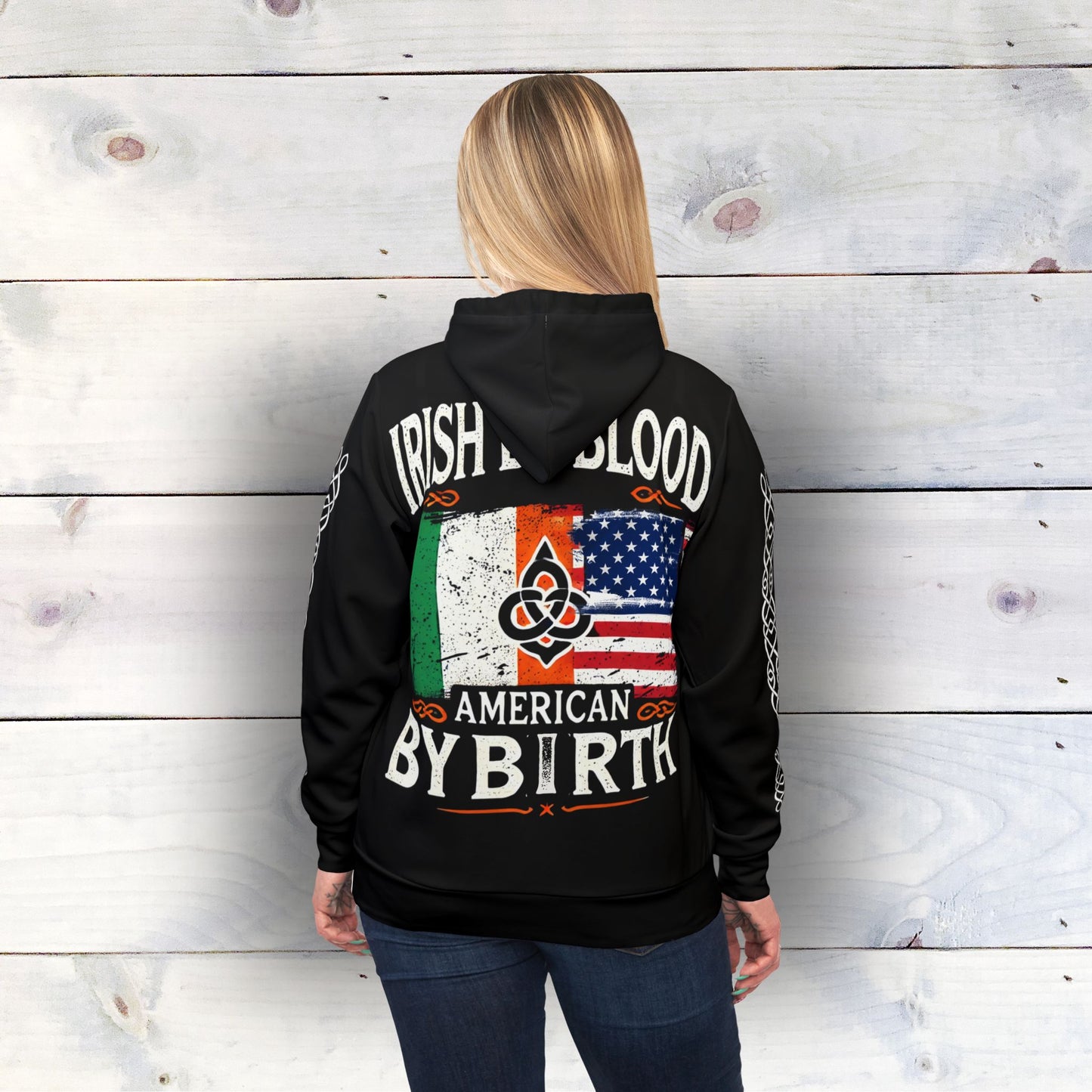 Irish American Pride Athletic Hoodie - Irish by Blood, American by Birth Design