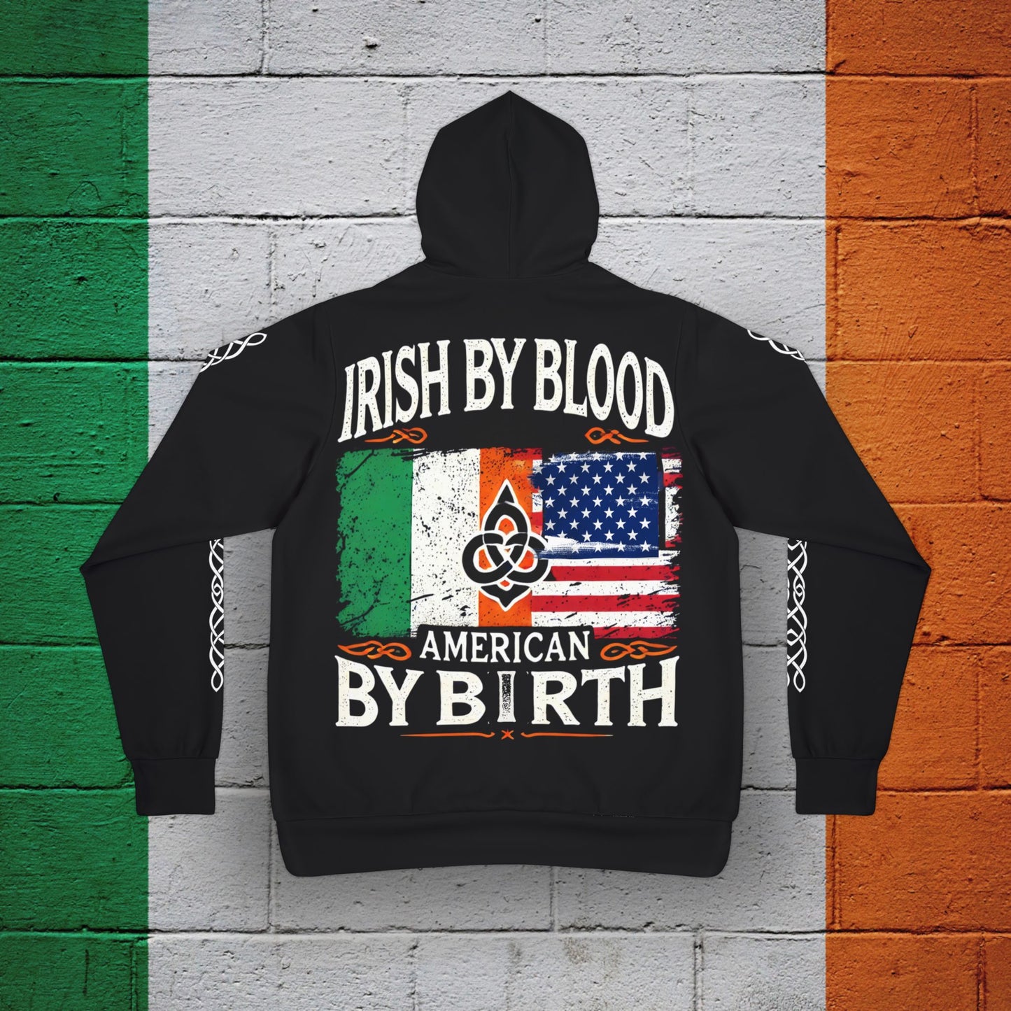 Irish American Pride Athletic Hoodie - Irish by Blood, American by Birth Design