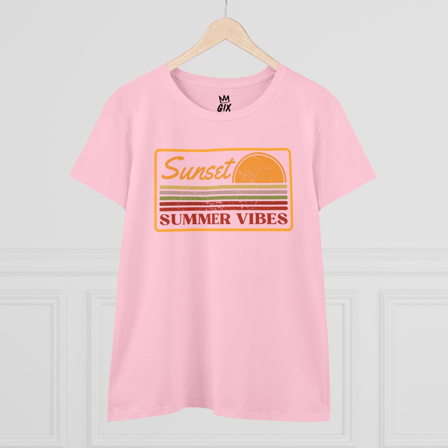 Summer Vibes Women's Beach T-Shirt - 100% Cotton, Semi-Fitted, Soft and Comfy
