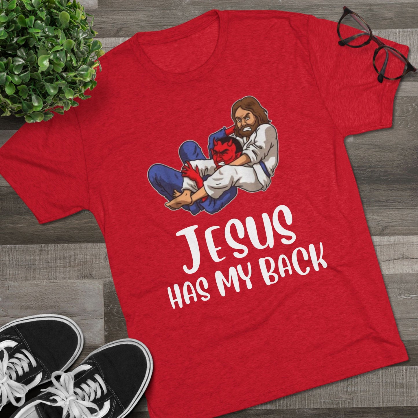 Jesus Has My Back - Unisex Tri-Blend Crew Tee