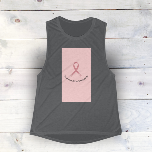 Breast Cancer Awareness - Women's Flowing Breeze Muscle Tee: Lightweight, Versatile, and Comfortable