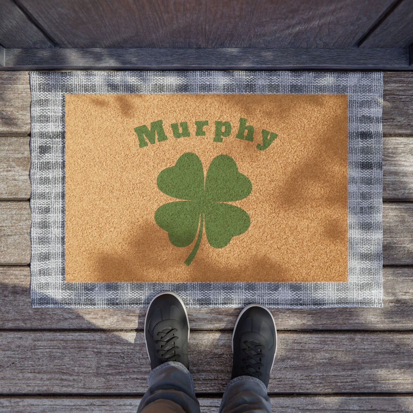 Personalized Clover Doormat – Custom Welcome Mat for St. Patrick's Day