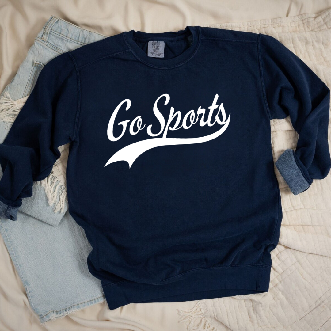 Eco-Friendly Go Sports Garment-Dyed Sweatshirt - Sustainable Ring-Spun Cotton & Polyester Blend