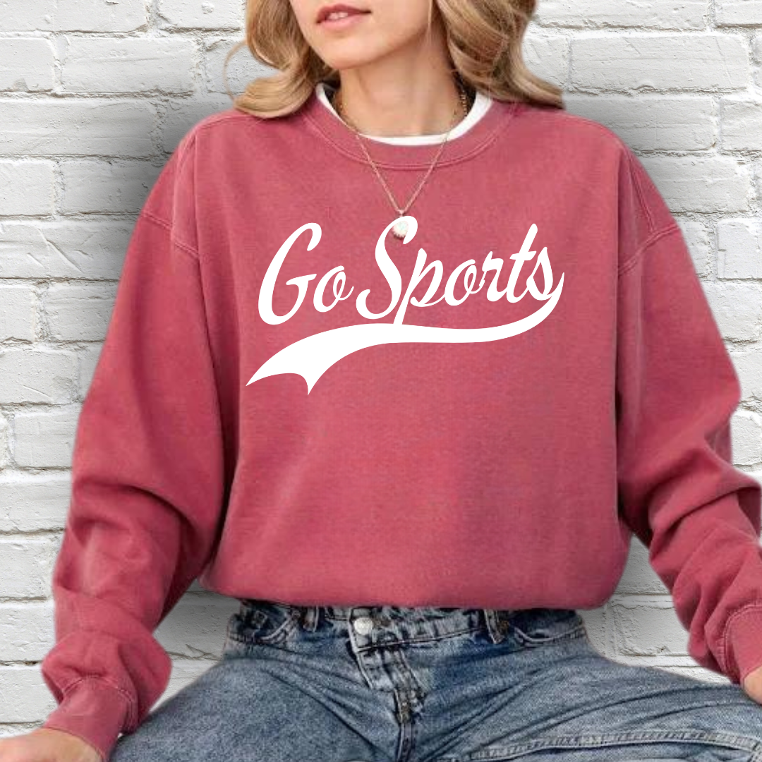 Eco-Friendly Go Sports Garment-Dyed Sweatshirt - Sustainable Ring-Spun Cotton & Polyester Blend