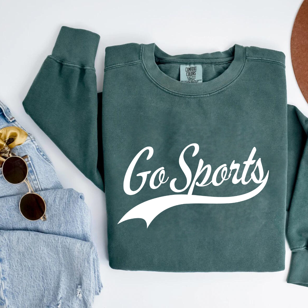 Eco-Friendly Go Sports Garment-Dyed Sweatshirt - Sustainable Ring-Spun Cotton & Polyester Blend