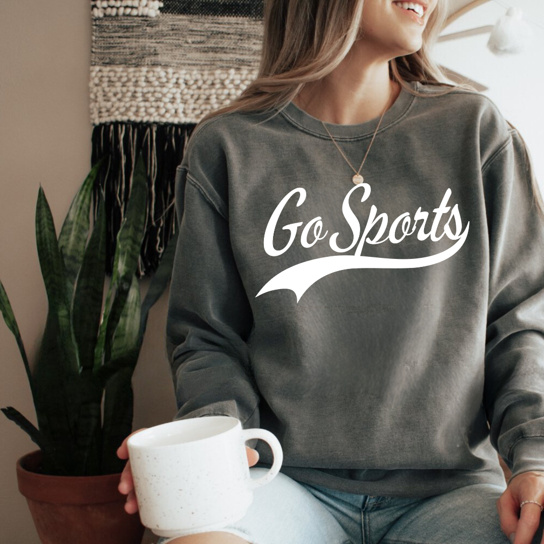 Eco-Friendly Go Sports Garment-Dyed Sweatshirt - Sustainable Ring-Spun Cotton & Polyester Blend