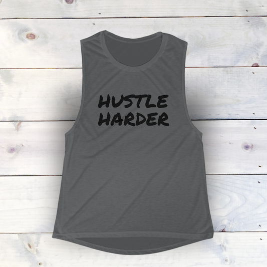 Hustle Harder - Women's Flowing Breeze Muscle Tee: Lightweight, Versatile, and Comfortable