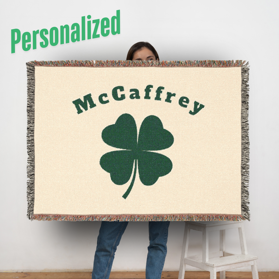 Personalized Shamrock Woven Blanket | Cozy Home Decor for St. Patrick's Day