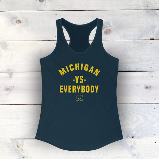 Michigan vs Everbody Racerback Tank Top with High-Quality Print: Lightweight, Comfy, and Stylish | Ideal for Active Lifestyles