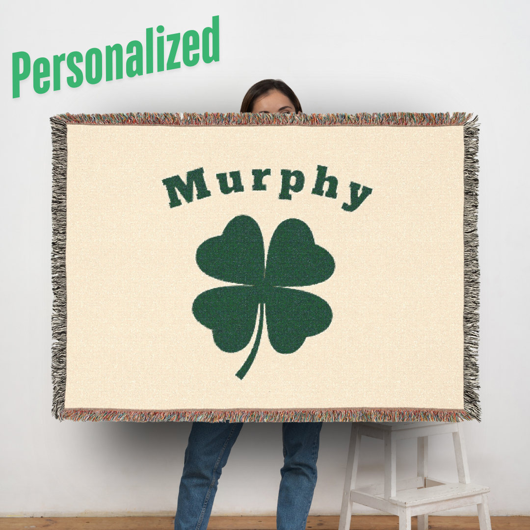 Personalized Shamrock Woven Blanket | Cozy Home Decor for St. Patrick's Day