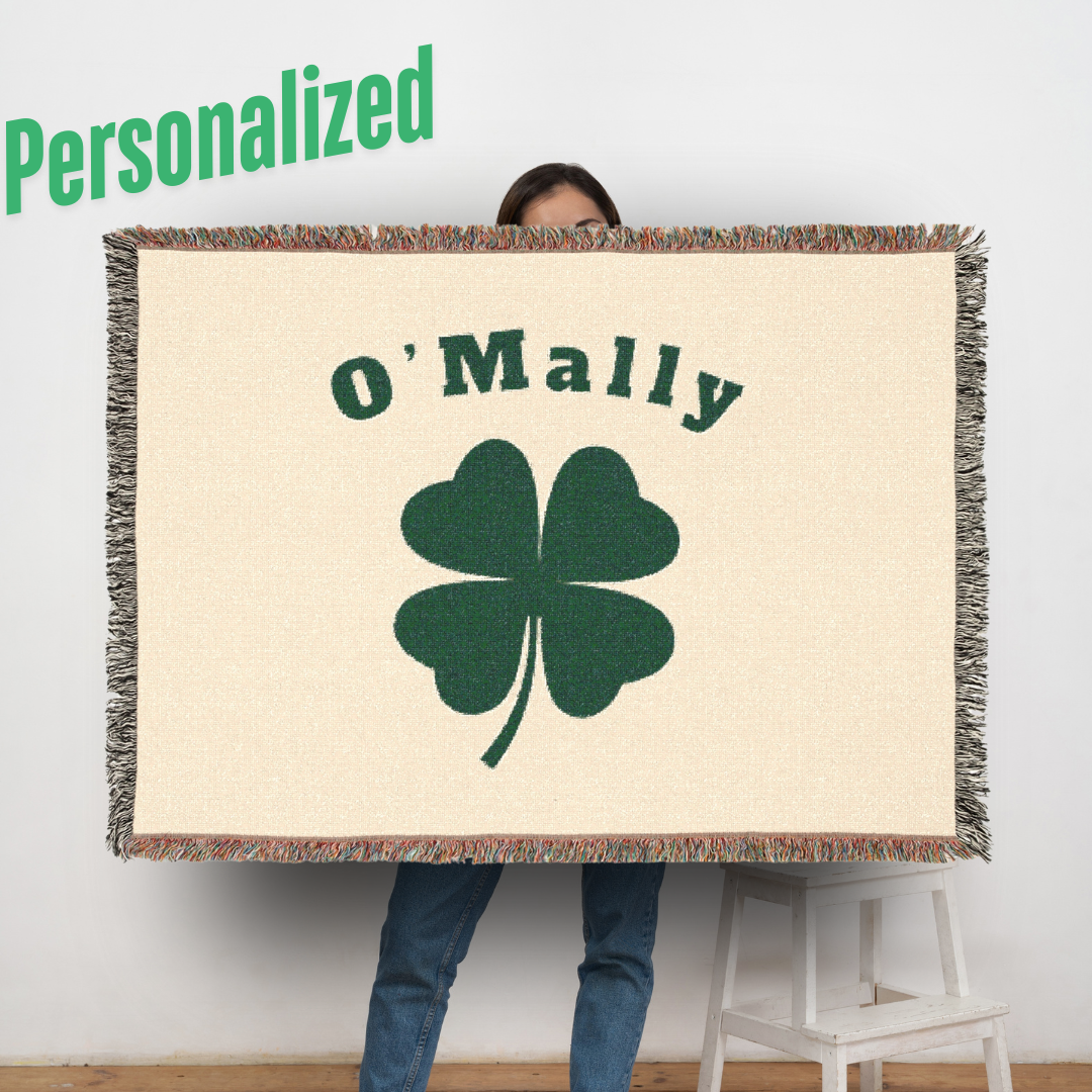 Personalized Shamrock Woven Blanket | Cozy Home Decor for St. Patrick's Day