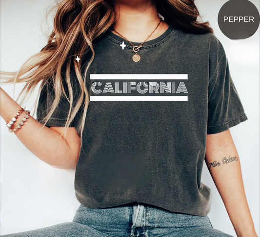 California Vibes Graphic T-Shirt - Comfort Colors 1717, 100% Ring-Spun Cotton, Relaxed Fit
