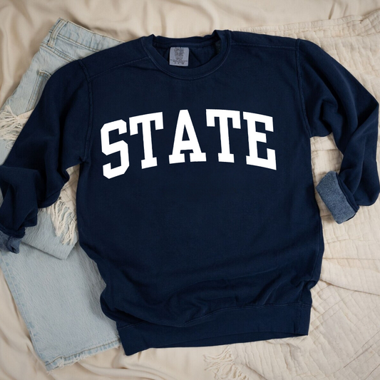 Eco-Friendly STATE Garment-Dyed Sweatshirt - Sustainable Ring-Spun Cotton & Polyester Blend