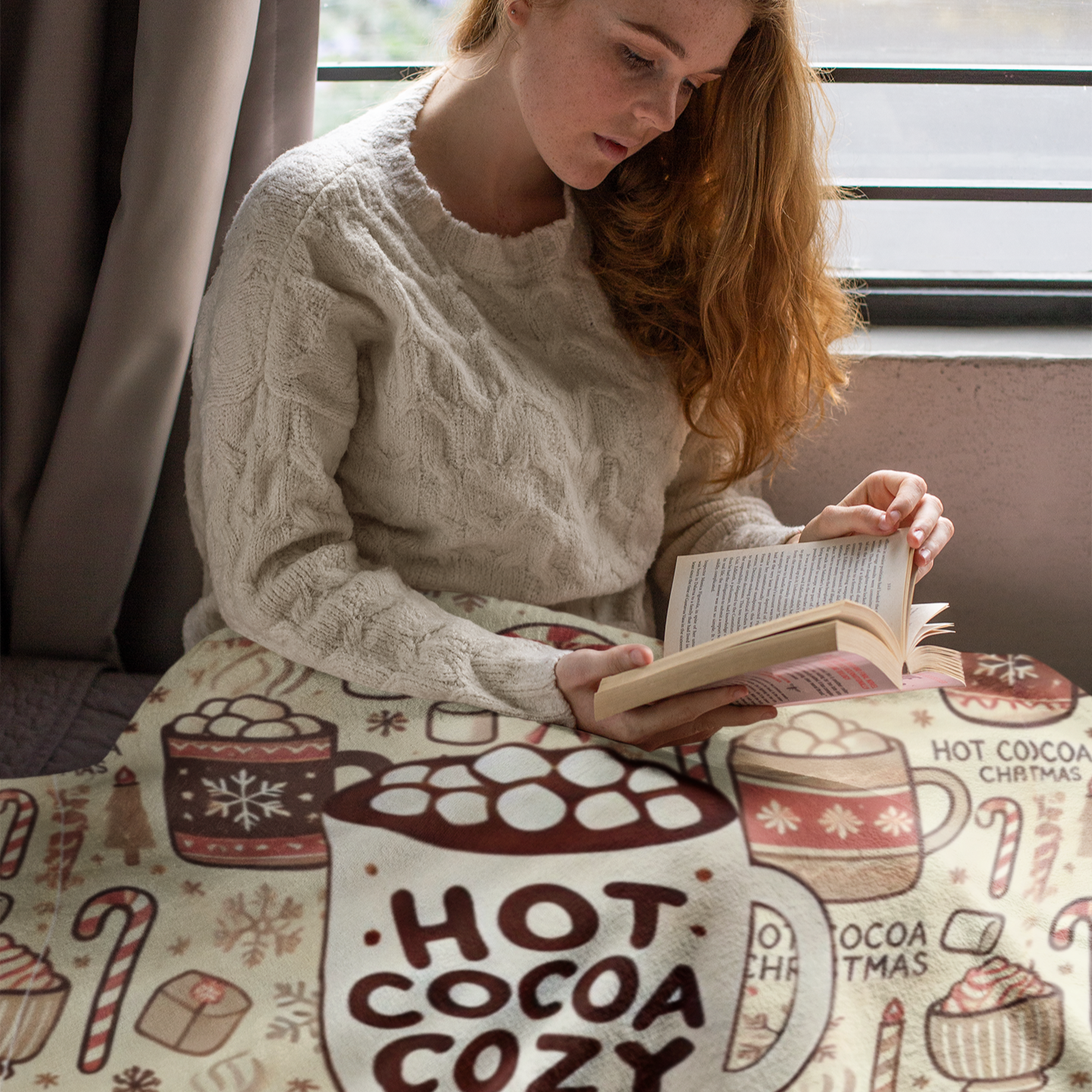 Hot Cocoa COZY - Velveteen Plush Blanket