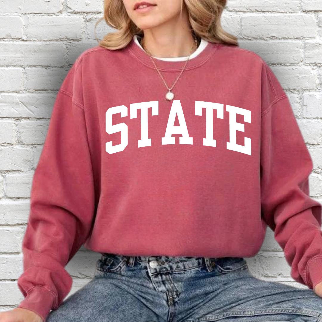 Eco-Friendly STATE Garment-Dyed Sweatshirt - Sustainable Ring-Spun Cotton & Polyester Blend