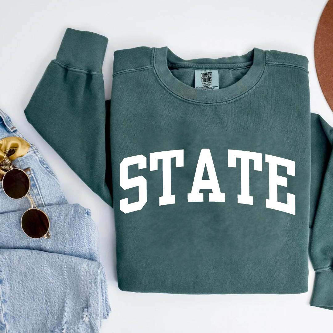 Eco-Friendly STATE Garment-Dyed Sweatshirt - Sustainable Ring-Spun Cotton & Polyester Blend