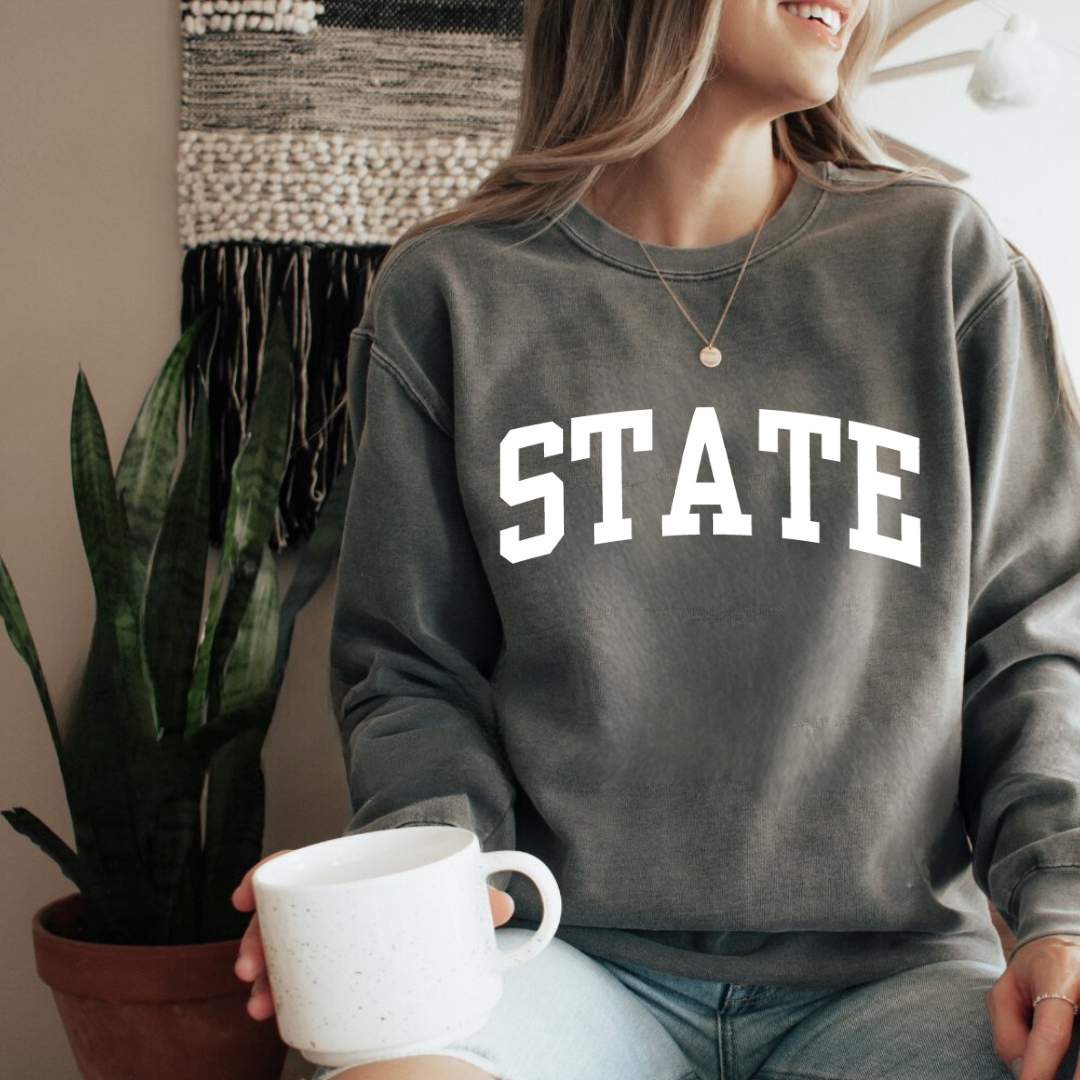 Eco-Friendly STATE Garment-Dyed Sweatshirt - Sustainable Ring-Spun Cotton & Polyester Blend