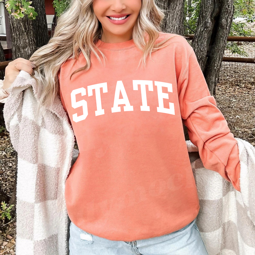 Eco-Friendly STATE Garment-Dyed Sweatshirt - Sustainable Ring-Spun Cotton & Polyester Blend