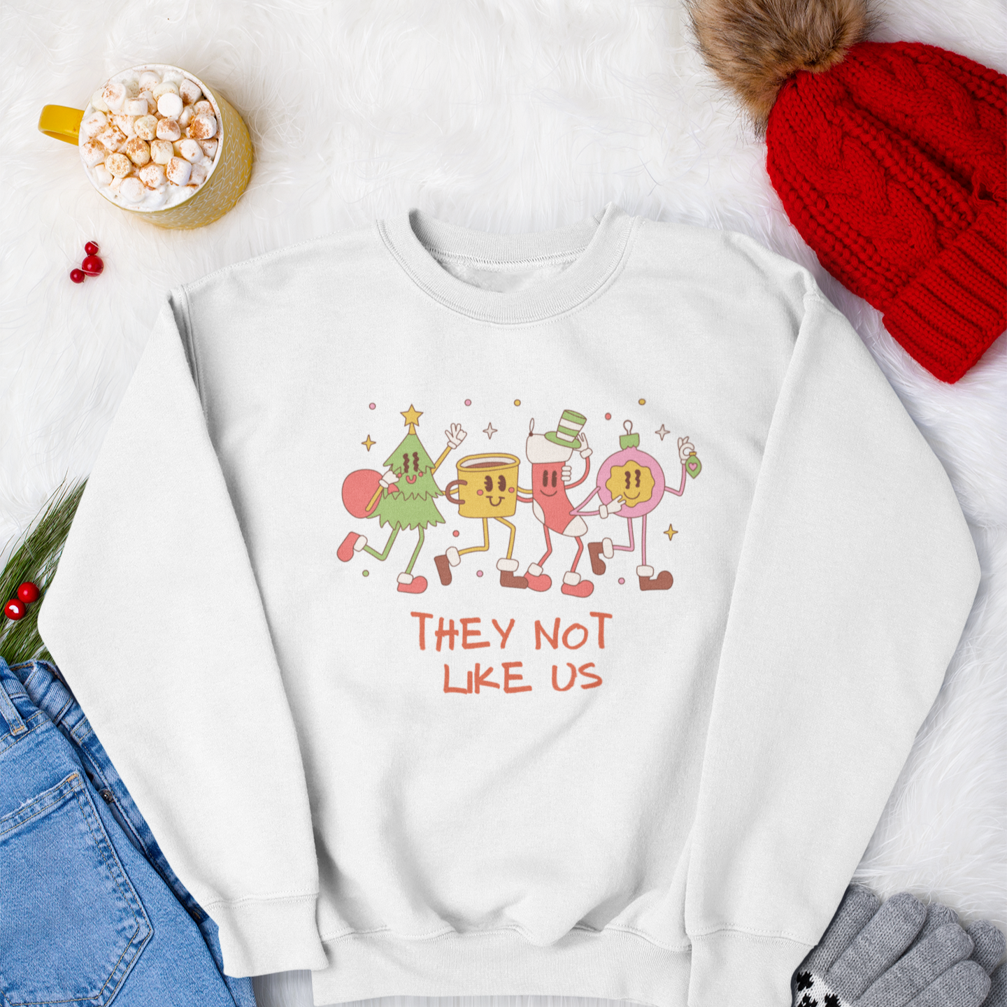 Christmas - They Not Like Us - Unisex Lightweight Crewneck Sweatshirt