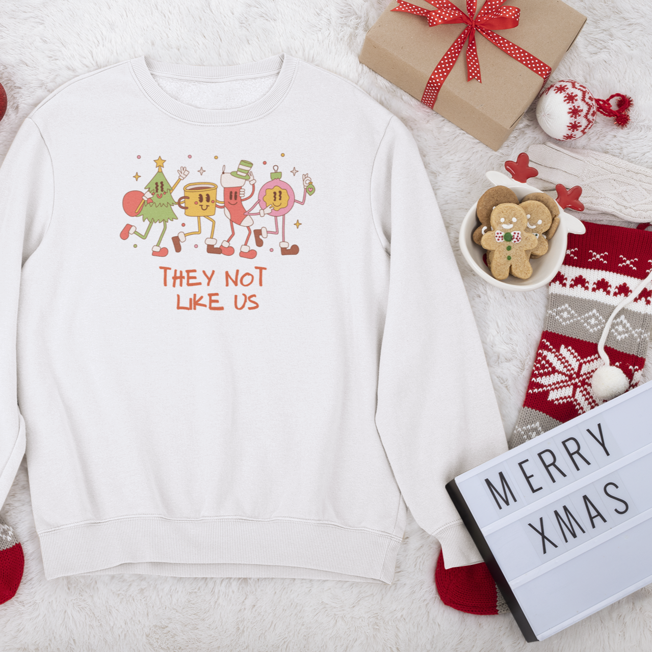 Christmas - They Not Like Us - Unisex Lightweight Crewneck Sweatshirt