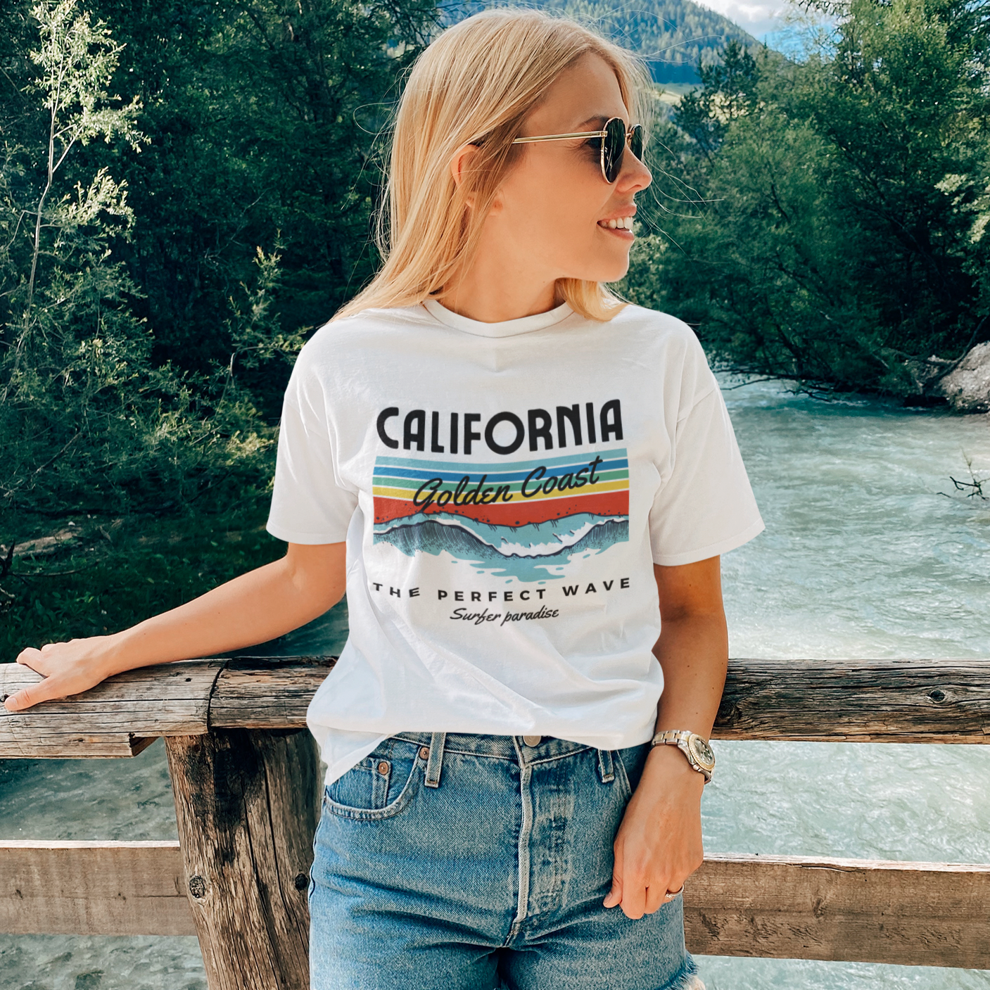 California Vibes Graphic T-Shirt - Comfort Colors 1717, 100% Ring-Spun Cotton, Relaxed Fit