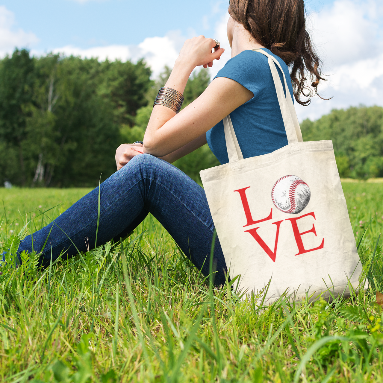 LOVE - Baseball Cotton Canvas Tote Bag